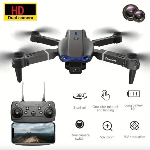 Dual Camera E99 Drone Foldable RC Quadcopter with Protective Frame & App Control - Picture 2 of 10